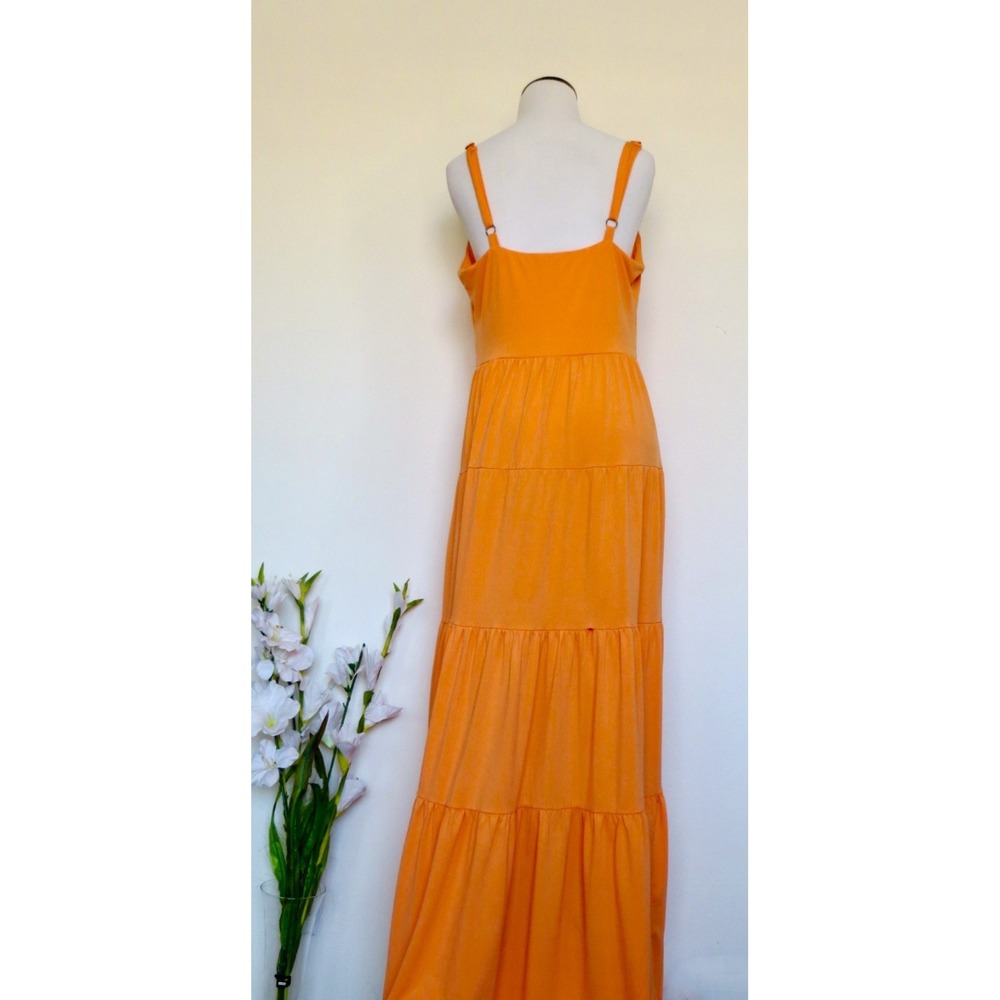 NEW! Boston Proper Knit Tiered Maxi Sun Dress Orange SZ M - Picture 7 of 10